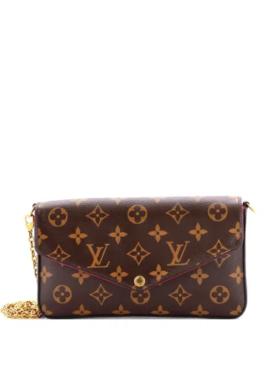 Pre-owned Louis Vuitton Felicie Pochette Monogram Canvas Crossbody Bag In Brown