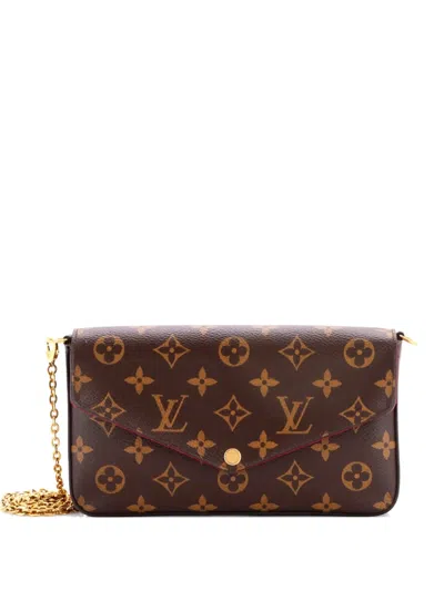 Pre-owned Louis Vuitton Felicie Pochette Monogram Canvas Crossbody Bag In Brown
