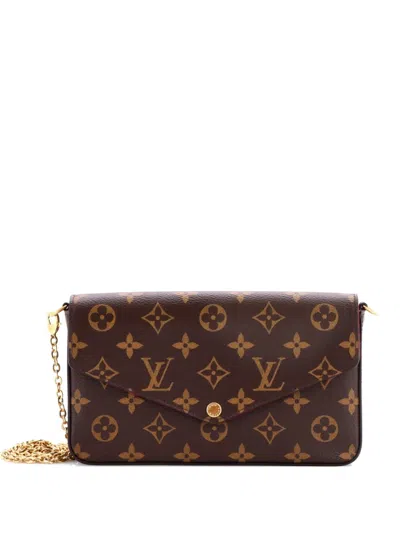 Pre-owned Louis Vuitton Felicie Pochette Monogram Canvas Crossbody Bag In Brown