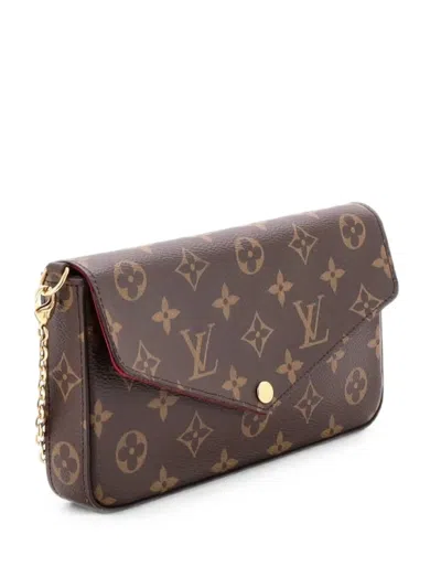 Pre-owned Louis Vuitton Felicie Pochette Monogram Canvas Crossbody Bag In Brown