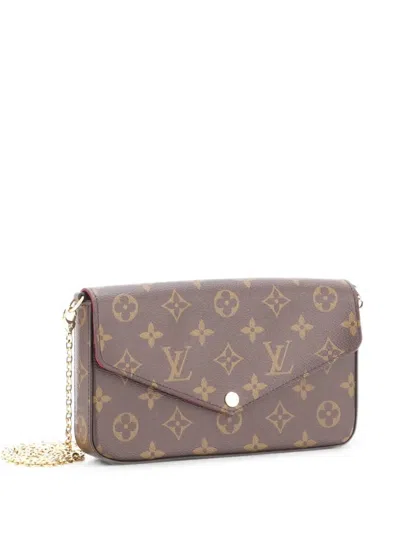 Pre-owned Louis Vuitton Felicie Pochette Monogram Canvas Crossbody Bag In Brown