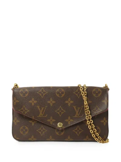 Pre-owned Louis Vuitton Felicie Pochette Monogram Canvas Shoulder Bag In Brown