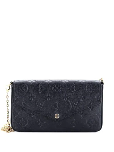 Pre-owned Louis Vuitton Felicie Pochette Monogram Empreinte Leather Crossbody Bag In Black