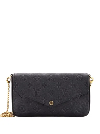 Pre-owned Louis Vuitton Felicie Pochette Monogram Empreinte Leather Crossbody Bag In Black