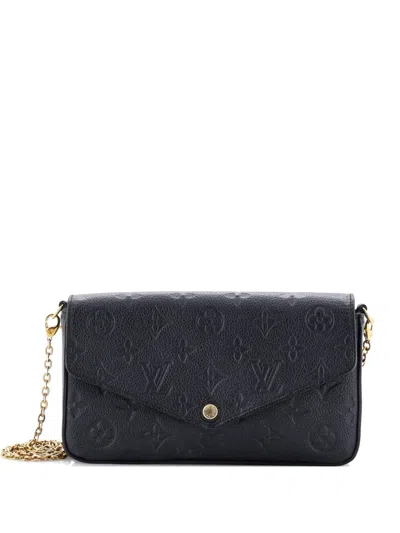 Pre-owned Louis Vuitton Felicie Pochette Monogram Empreinte Leather Crossbody Bag In Black