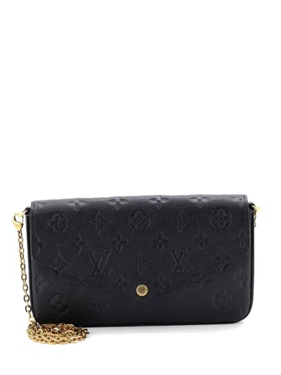 Pre-owned Louis Vuitton Felicie Pochette Monogram Empreinte Leather Crossbody Bag In Black
