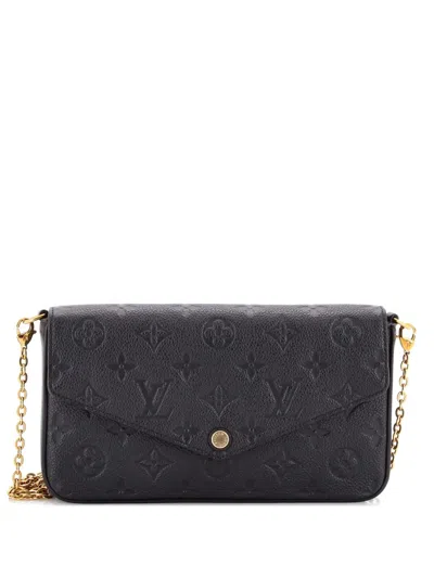 Pre-owned Louis Vuitton Felicie Pochette Monogram Empreinte Leather Crossbody Bag In Black