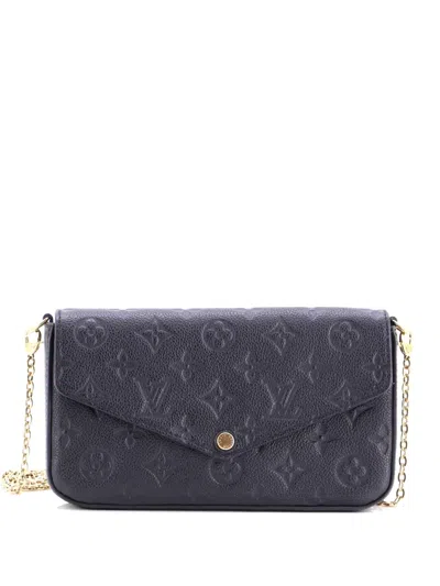 Pre-owned Louis Vuitton Felicie Pochette Monogram Empreinte Leather Crossbody Bag In Black
