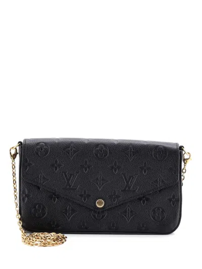 Pre-owned Louis Vuitton Felicie Pochette Monogram Empreinte Leather Crossbody Bag In Black