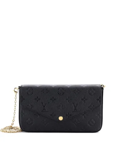 Pre-owned Louis Vuitton Felicie Pochette Monogram Empreinte Leather Crossbody Bag In Black
