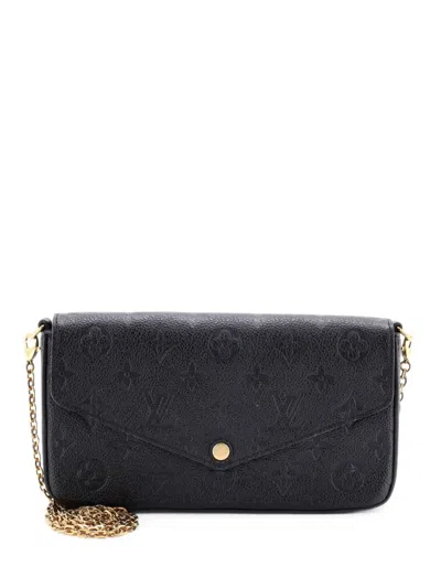Pre-owned Louis Vuitton Felicie Pochette Monogram Empreinte Leather Crossbody Bag In Black