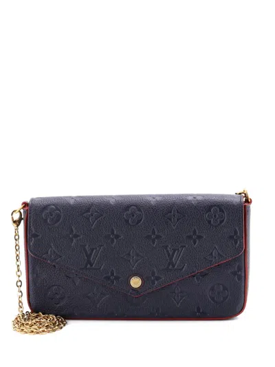 Pre-owned Louis Vuitton Felicie Pochette Monogram Empreinte Leather Crossbody Bag In Blue
