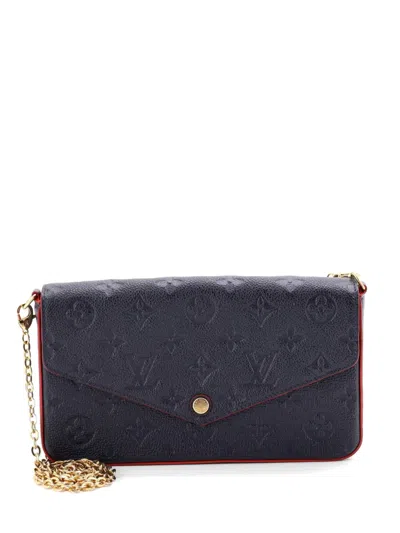 Pre-owned Louis Vuitton Felicie Pochette Monogram Empreinte Leather Crossbody Bag In Blue