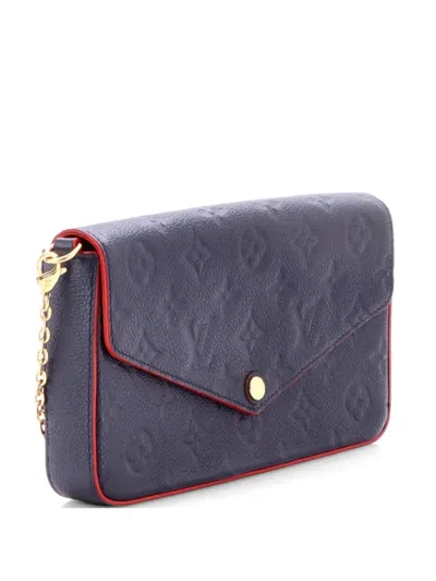 Pre-owned Louis Vuitton Felicie Pochette Monogram Empreinte Leather Crossbody Bag In Blue