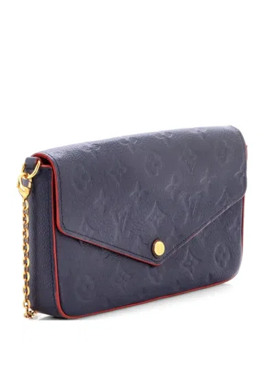Pre-owned Louis Vuitton Felicie Pochette Monogram Empreinte Leather Crossbody Bag In Blue