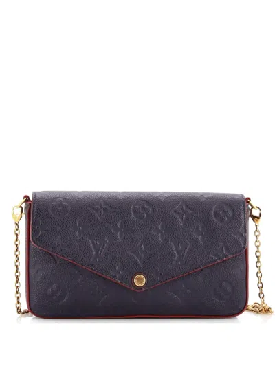 Pre-owned Louis Vuitton Felicie Pochette Monogram Empreinte Leather Crossbody Bag In Blue