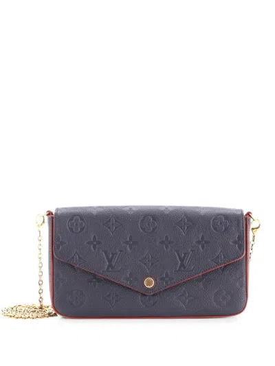Pre-owned Louis Vuitton Felicie Pochette Monogram Empreinte Leather Crossbody Bag In Blue