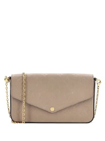 Pre-owned Louis Vuitton Felicie Pochette Monogram Empreinte Leather Crossbody Bag In Neutral