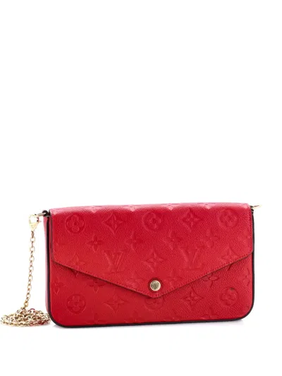 Pre-owned Louis Vuitton Felicie Pochette Monogram Empreinte Leather Crossbody Bag In Red