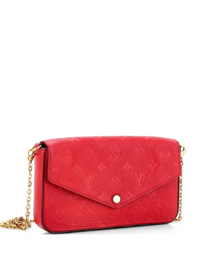 Pre-owned Louis Vuitton Felicie Pochette Monogram Empreinte Leather Crossbody Bag In Red