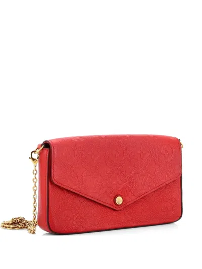 Pre-owned Louis Vuitton Felicie Pochette Monogram Empreinte Leather Crossbody Bag In Red