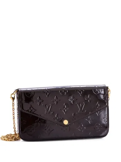 Pre-owned Louis Vuitton Felicie Pochette Monogram Vernis Crossbody Bag In Red