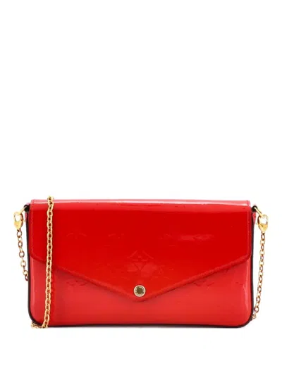 Pre-owned Louis Vuitton Felicie Pochette Monogram Vernis Crossbody Bag In Red