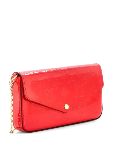 Pre-owned Louis Vuitton Felicie Pochette Monogram Vernis Crossbody Bag In Red