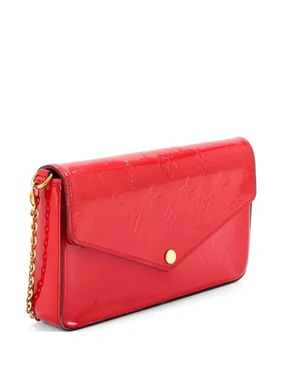 Pre-owned Louis Vuitton Felicie Pochette Monogram Vernis Crossbody Bag In Red