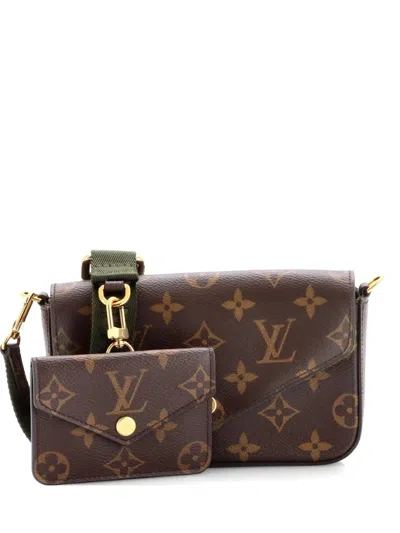 Pre-owned Louis Vuitton Felicie Strap & Go Handbag Monogram Canvas Crossbody Bag In Brown