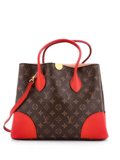 Pre-owned Louis Vuitton Flandrin Handbag Monogram Canvas And Leather Tote Bag In Red