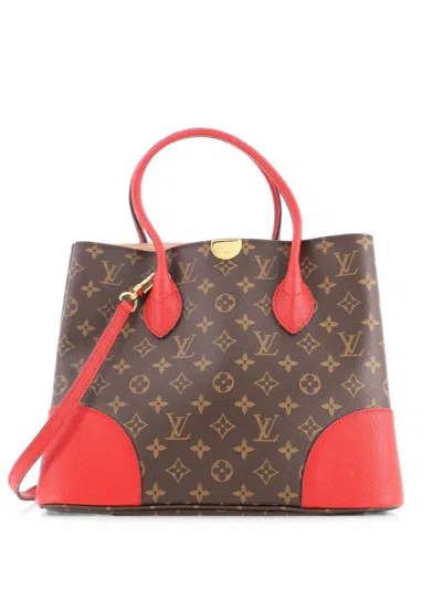 Pre-owned Louis Vuitton Flandrin Handbag Monogram Canvas And Leather Tote Bag In Red