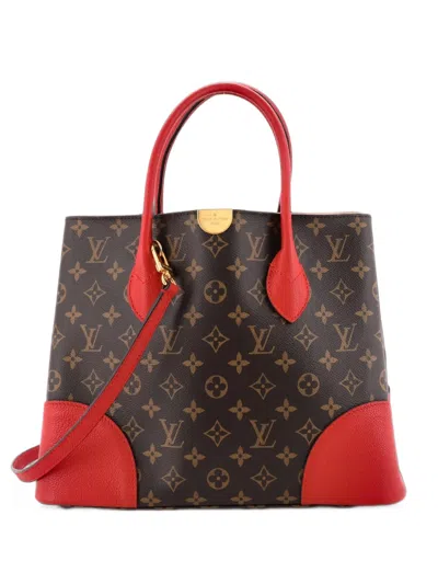 Pre-owned Louis Vuitton Flandrin Handbag Monogram Canvas And Leather Tote Bag In Red