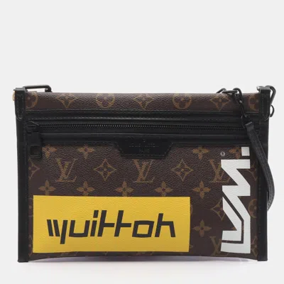 Pre-owned Louis Vuitton Flat Messenger Shoulder Bag Monogram Denim Brown