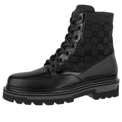 Pre-owned Louis Vuitton Flat Ranger Ankle Boots 'black With Plaid'