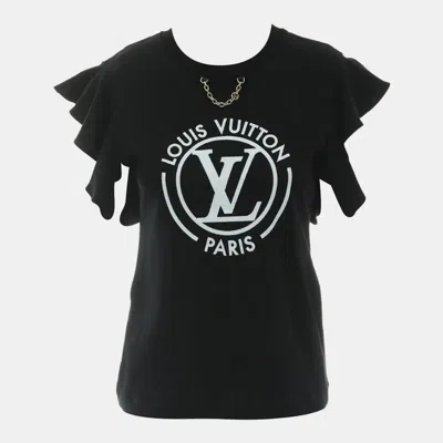 Pre-owned Louis Vuitton Flocked Lv T-shirt S In Black