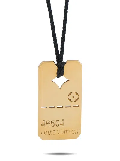 Pre-owned Louis Vuitton Floral Dog Tag Necklace In Gold