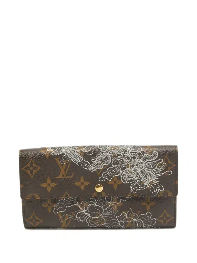 Pre-owned Louis Vuitton Floral-embroidered Continental Wallet