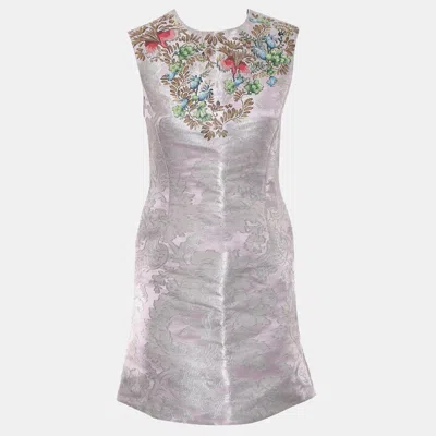 Pre-owned Louis Vuitton Floral Embroidered Mini Dress In Pink