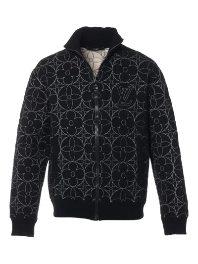 Pre-owned Louis Vuitton Floral-pattern Logo-detail Jacket In Black
