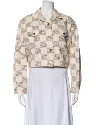 Pre-owned Louis Vuitton Floral Print Denim Jacket In Neutral
