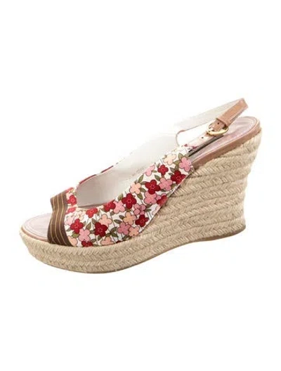 Pre-owned Louis Vuitton Floral Print Espadrilles In Pink