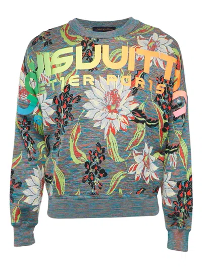 Pre-owned Louis Vuitton Floral-print Jumper In Gray