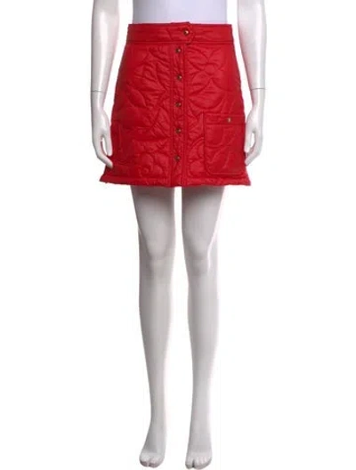 Pre-owned Louis Vuitton Floral Print Mini Skirt In Red