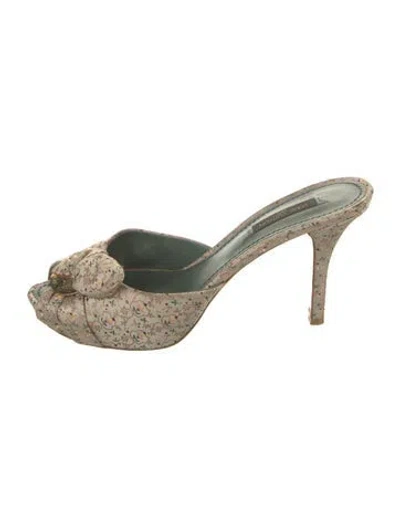 Pre-owned Louis Vuitton Floral Print Mules In Neutrals