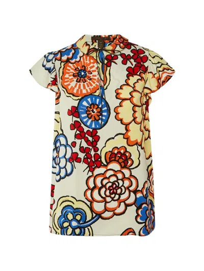Pre-owned Louis Vuitton Floral-print Top In Neutral