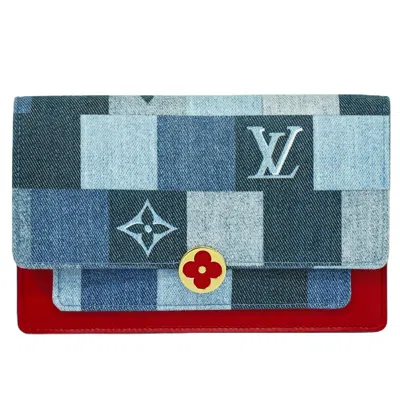Pre-owned Louis Vuitton Flore Chain - Jeans Wallet () In Blue