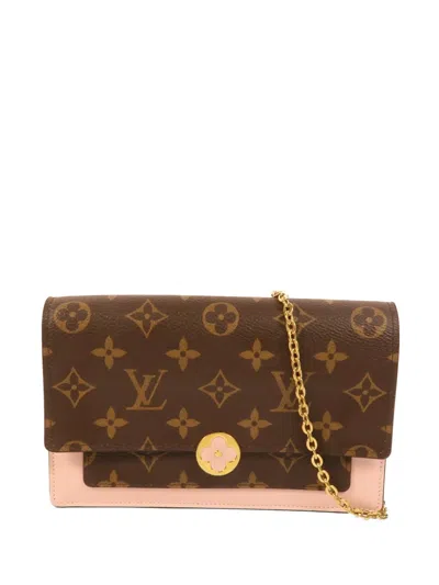 Pre-owned Louis Vuitton Flore Monogram Chain Wallet Shoulder Bag In Brown
