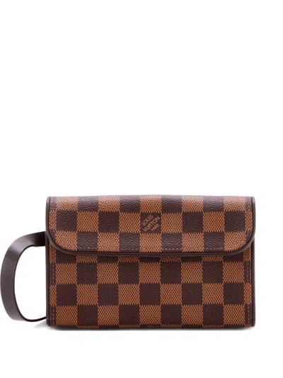 Pre-owned Louis Vuitton Florentine Pochette Damier Clutch Bag In Brown