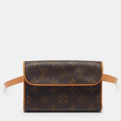 Pre-owned Louis Vuitton Florentine Pochette Monogram Canvas Belt Bag In Brown